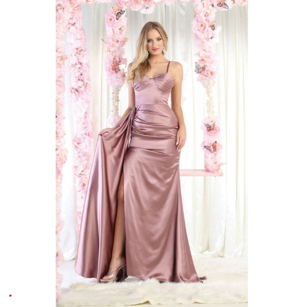 Mauve Pageant Long Sweetheart Sleeveless Sheath Dress By Royal Queen RQ7960